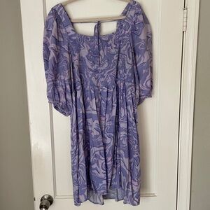 Size 1X Ava & Viv purple marbled square neck dress